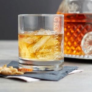 Rocks Whiskey Glass, &quot;Single&quot; 8.75 oz. -  Personalized, Engraved, Laser Etched - Monogram, Initials, or Inscription