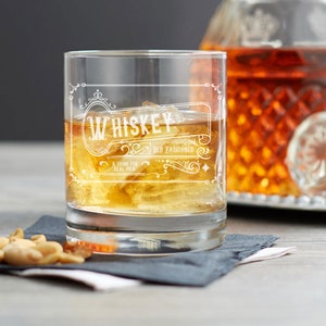 Rocks Whiskey Glass, &quot;Double&quot; 11 oz. -  Personalized, Engraved, Laser Etched - Monogram, Initials, or Inscription