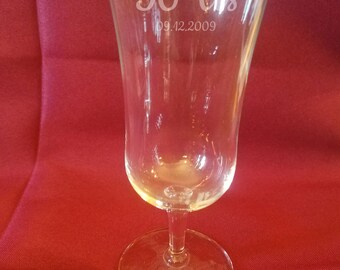 Flared Pilsner Beer Glass, 8 oz -  Personalized, Engraved, Laser Etched - Monogram, Initials, or Inscription