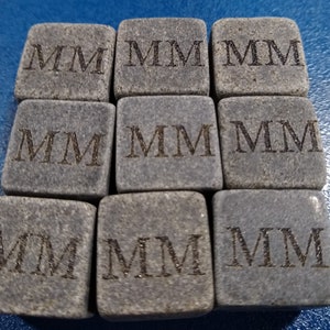 Whiskey Stones, Set of 3 with Pouch Personalized, Engraved, Laser Etched Monogram, Initials image 6