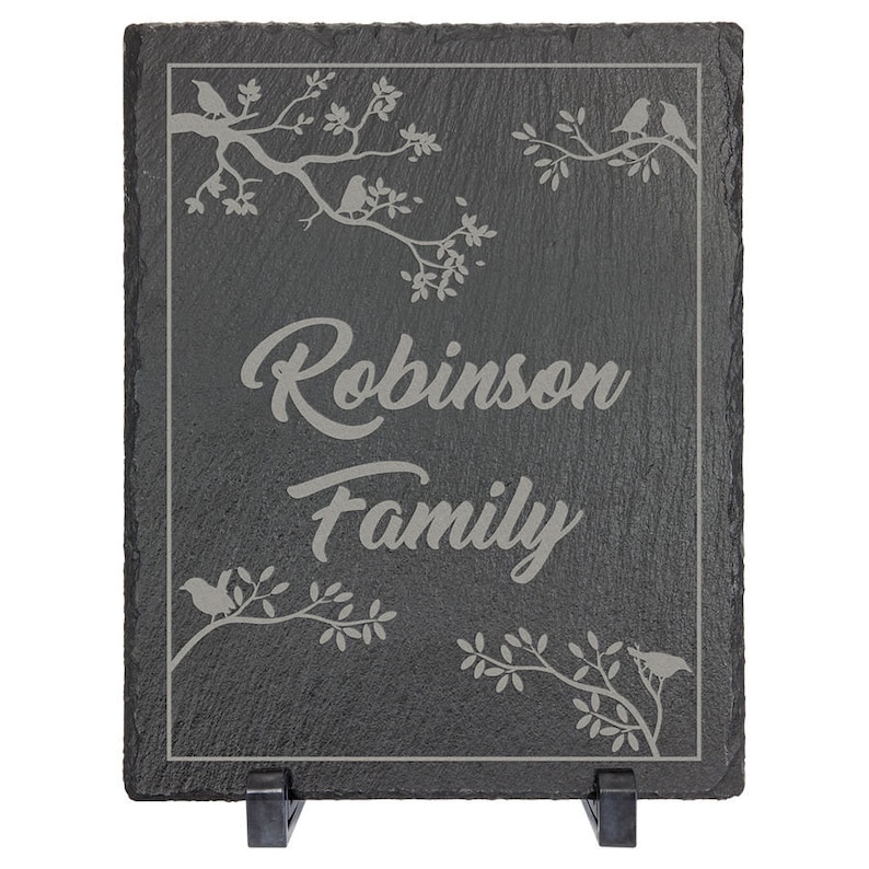Anniversary Gift Welcome Slate Table Sign 8 x 10 inch with Plastic Feet Personalized Custom Engraved House Warming
