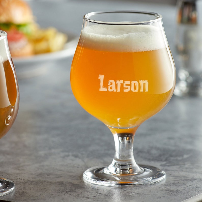 Beer Glasses 13 Oz Belgian Tulip Personalized Engraved Etsy