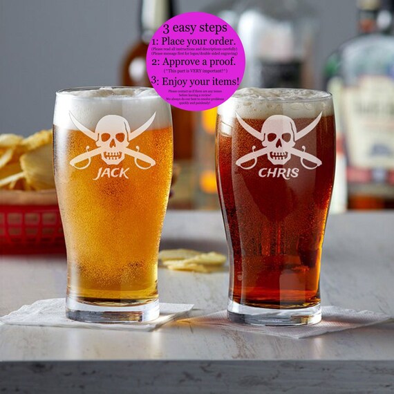 Craft Pub Glass Set | Set of 4 Engraved 20 oz. Beer Glasses | Personalized  Gifts for Men, Groomsmen | Home Bar Gifts | Personalized Free