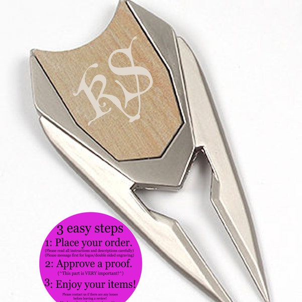 Divot Repair Tool with Magnetic Custom Ball Marker -  Personalized, Engraved, Laser Etched - Monogram, Initials, or Inscription