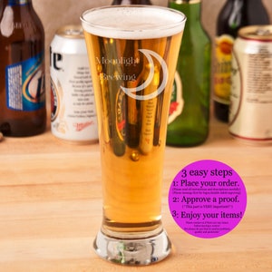 Pilsner Bierglas, 16 Unzen - personalisiert, graviert, Laser geätzt - Monogramm, Initialen oder Inschrift