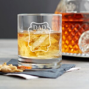 Rocks Whiskey Glass, Fathers Day - &quot;Single&quot; 8.75 oz. -  Personalized, Engraved, Laser Etched