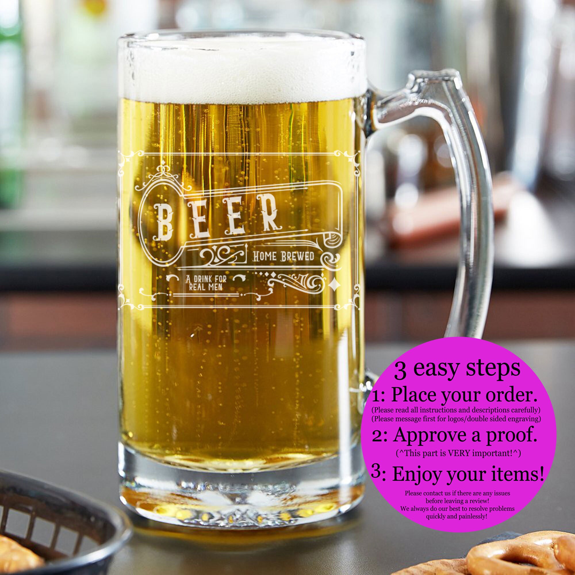 Custom Engraved Giant Beer Glass 23 Oz Item 207/1611