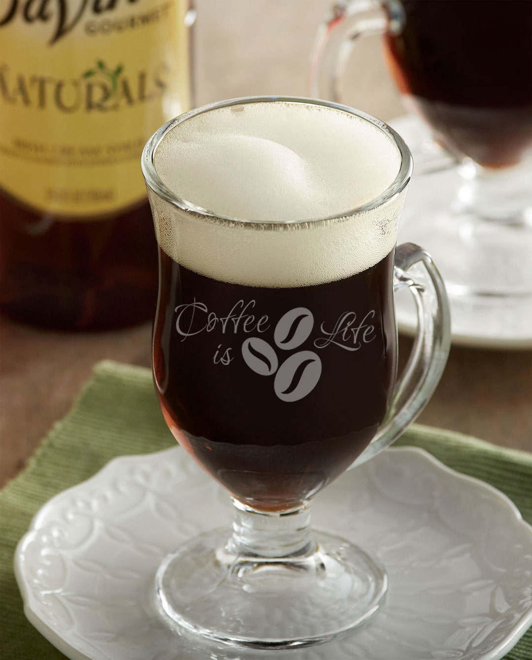 Irish Coffee Mug, 8 Oz. Personalized, Laser Engraved Monogram, Name, or