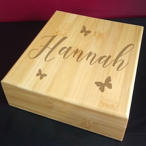 Jewelry Box - Bamboo with Pine Divider - Personalized, Engraved, Etched