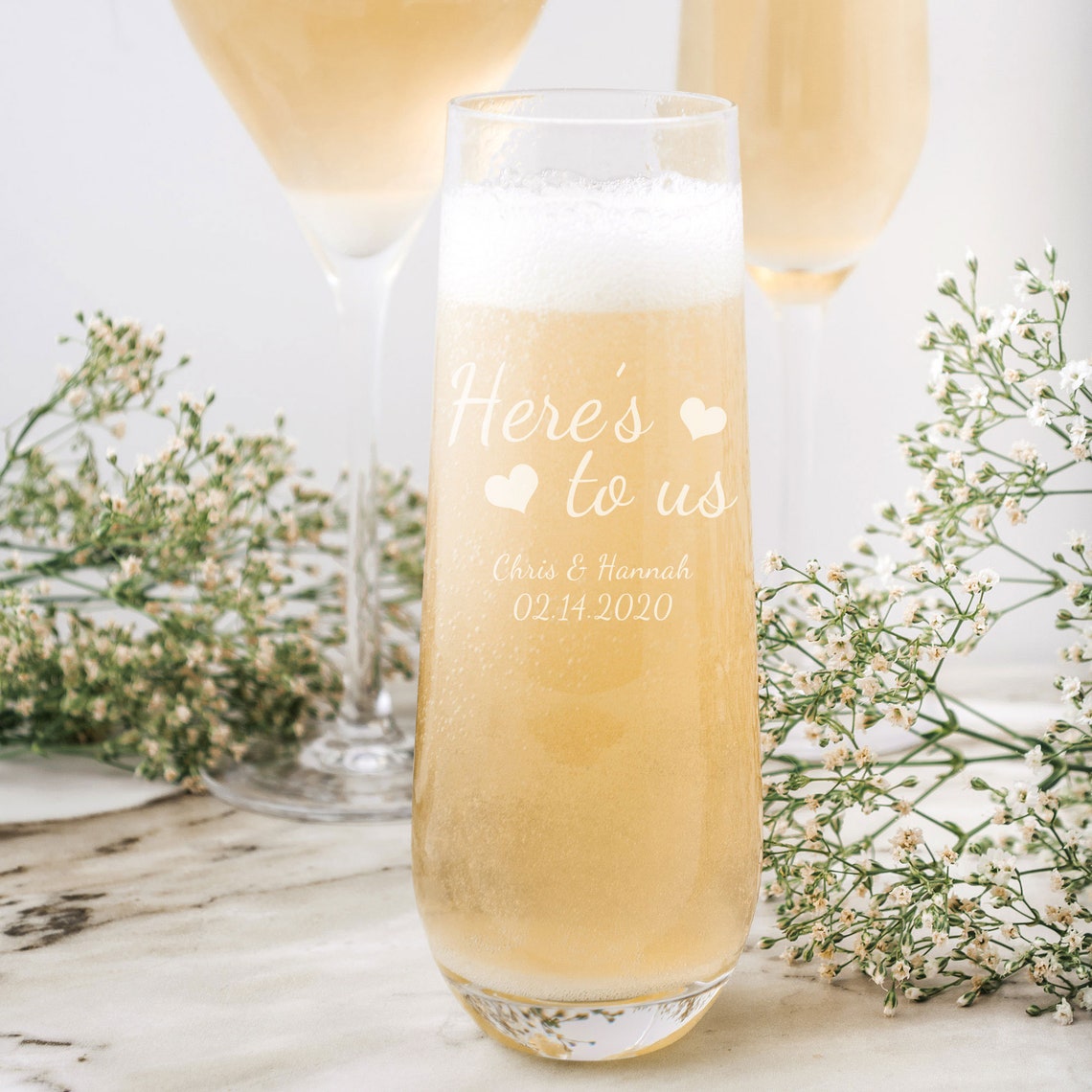 Stemless Champagne Flutes 10 Oz. Personalized Engraved Etsy