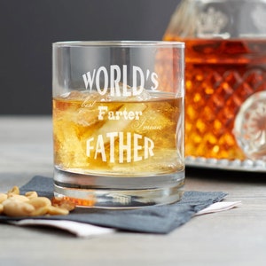 Rocks Whiskey Glass, Fathers Day - &quot;Double&quot; 11 oz. -  Personalized, Engraved, Laser Etched