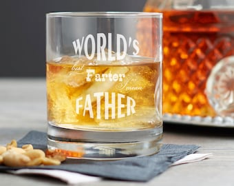 Verre à whisky Rocks, fête des pères - « Double » 11 oz - Personnalisé, gravé, gravé au laser