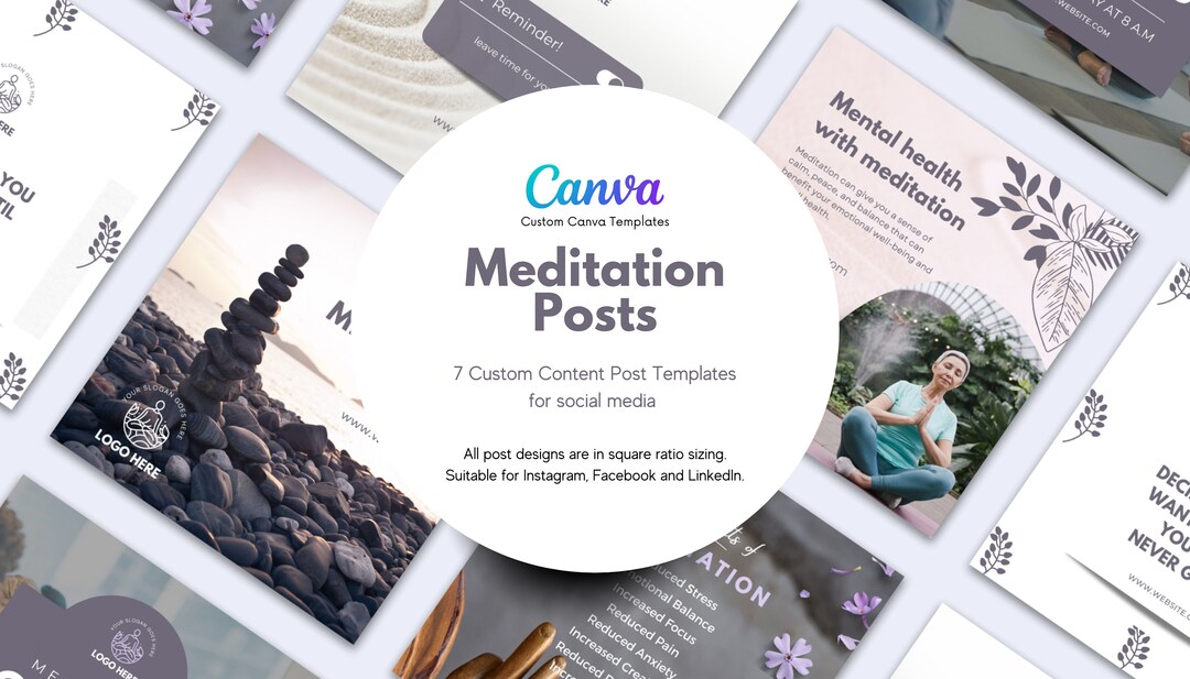 Meditation Social Media Content: Canva Templates (digital Download) - Etsy
