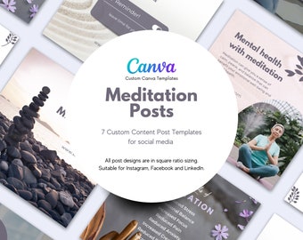 Contenu pour les réseaux sociaux de méditation : modèles Canva (téléchargement numérique)