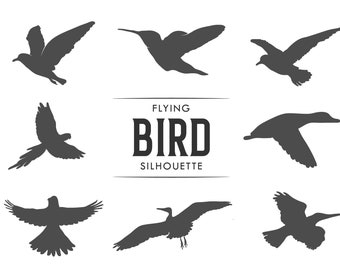 Flying Birds Silhouette clip art digital download - Vector Stock Images - DIY