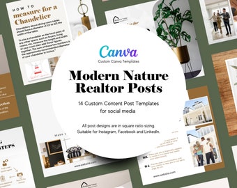 Modèles Canva pour réseaux sociaux pour agents immobiliers : articles sur la nature moderne (téléchargement numérique)