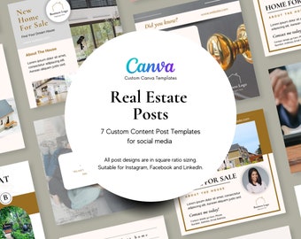 Publications Instagram sur l'immobilier : modèles Canva pour agents immobiliers (téléchargement numérique)