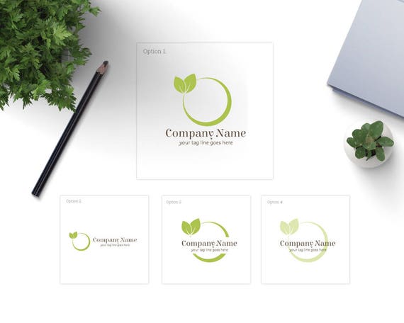 Circle Leaf Logo Design Pre Made Logo Diy Logo Organic Etsy