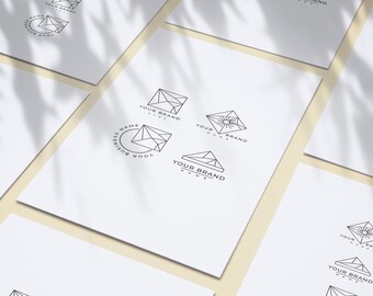 Lot de 4 logos géométriques modernes personnalisés - Fichier vectoriel IA et modèle Canva disponibles.