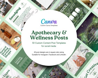 50 articles d'apothicaire, de bien-être et de spiritualité personnalisés pour Canva - Modèle Canva : soins de la peau, produits biologiques, produits naturels, petites entreprises