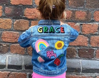 Personalised custom denim jacket kids unisex patch - perfect Christmas gift for girls and boys