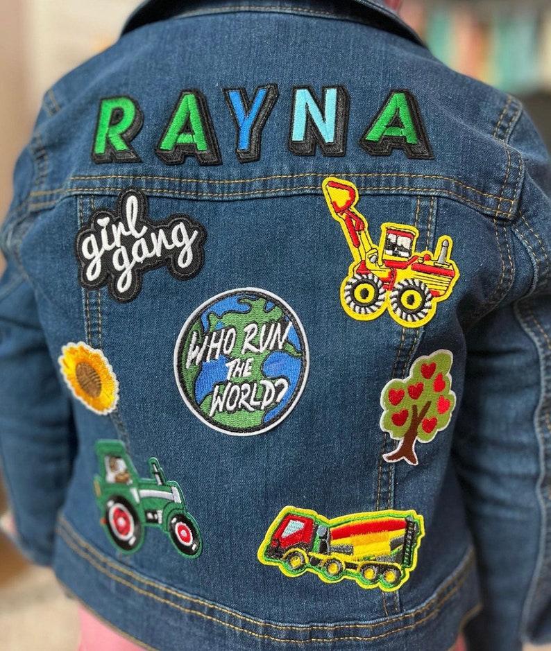 Personalised custom denim jacket kids unisex patch perfect Christmas gift for girls and boys image 2