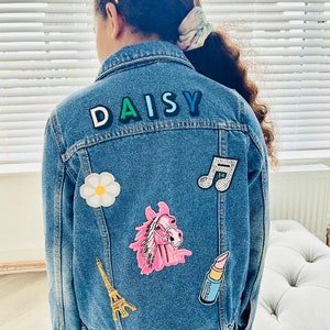 Personalised custom denim jacket kids unisex patch perfect Christmas gift for girls and boys image 4