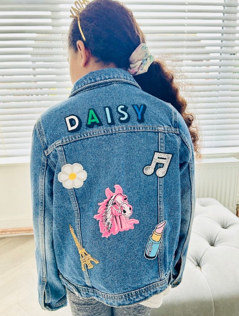 Personalised custom denim jacket kids unisex patch perfect Christmas gift for girls and boys image 4