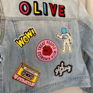 Personalised custom denim jacket kids unisex patch perfect Christmas gift for girls and boys image 7