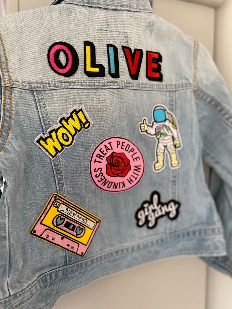 Personalised custom denim jacket kids unisex patch perfect Christmas gift for girls and boys image 7