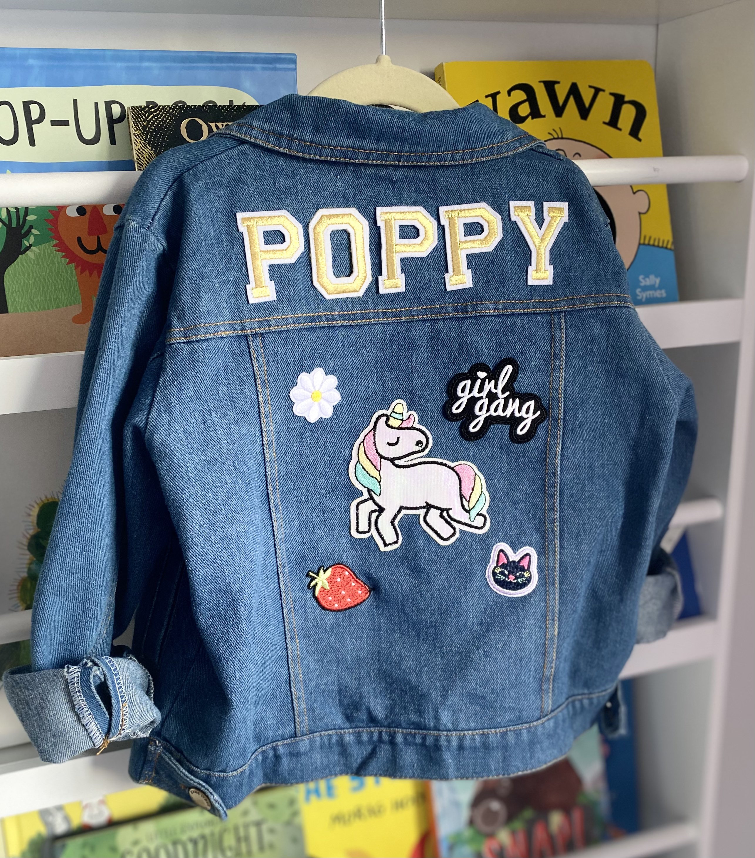 Personalised Custom Denim Jacket Kids Unisex Patch Gold Name Etsy UK