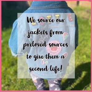 Kindness personalised denim jacket // Custom name gift for kids, christmas present girl, its cool to be kind, xmas girls outfit image 4