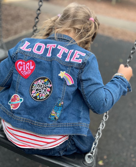 Personalised Kids Pink Denim Jacket Preloved Custom Bespoke Birthday Gift for Child Girls Present Unisex Kids Clothes Pink Letters Etsy