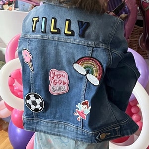 Personalised custom denim jacket kids unisex patch perfect Christmas gift for girls and boys image 5