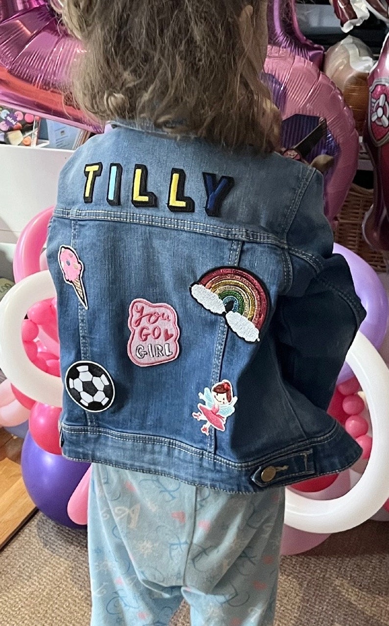 Personalised custom denim jacket kids unisex patch perfect Christmas gift for girls and boys image 5
