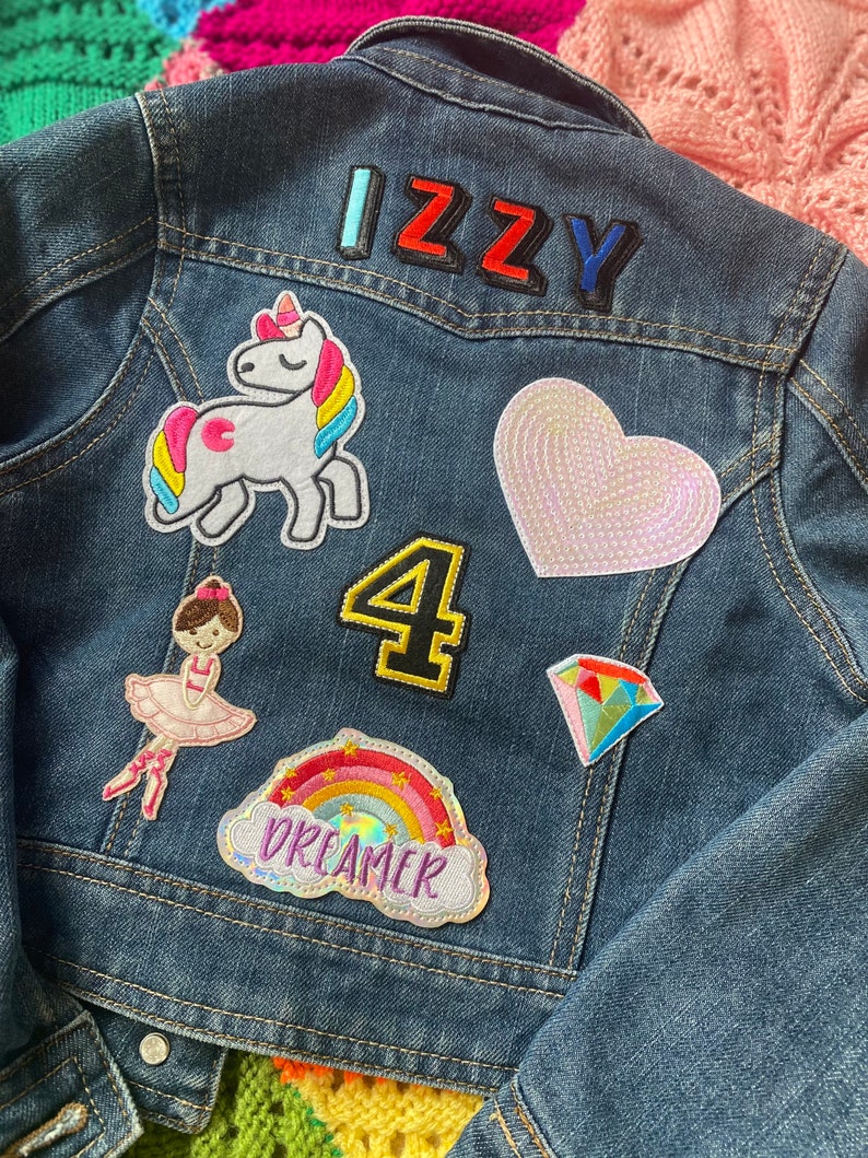 Personalised custom denim jacket kids unisex patch perfect Christmas gift for girls and boys image 8