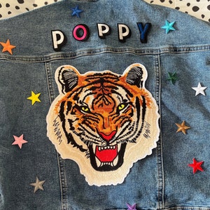 Personalised Tiger Denim Jacket: Rock Kid Star Patches