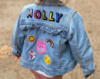 Personalised custom denim jacket kids unisex patch - ruffle frill back