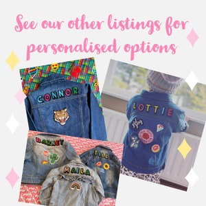 Unicorn personalised denim jacket // Rainbow gift for kids, custom name, girl gang, sequin, sparkles, unicorn lover, xmas girls outfit 画像 9