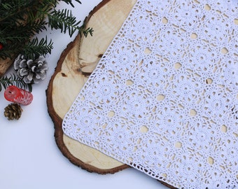 White Crochet Table Runner ~ table centerpiece ~ white table decor ~ housewarming gift idea