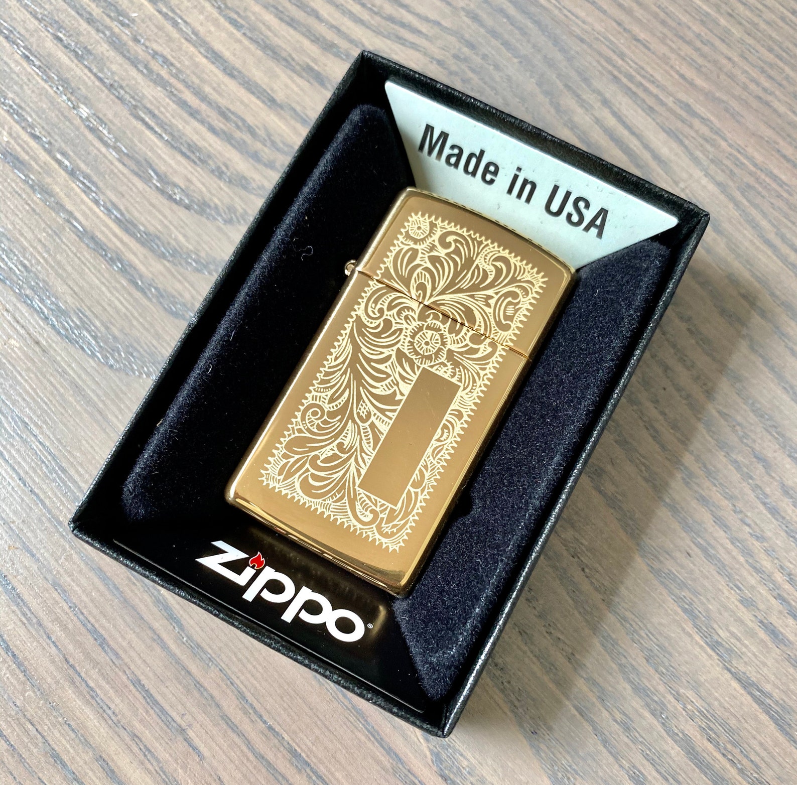 Zippo Lighter Engraved Slim Brass Zippo Lighter Etsy