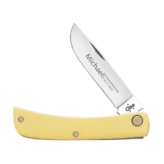 Case Knife Engraved Case Yellow Synthetic Sod Buster Jr Etsy