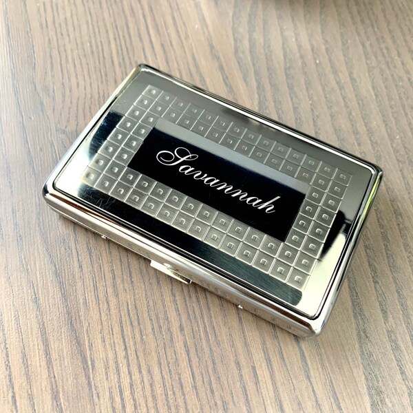 Zigarettenetui personalisiert, Chrom polnische doppelseitige Zigaretten Fall graviert, Zigarettenhalter Custom, Zigarette Fall Custom - VCM203
