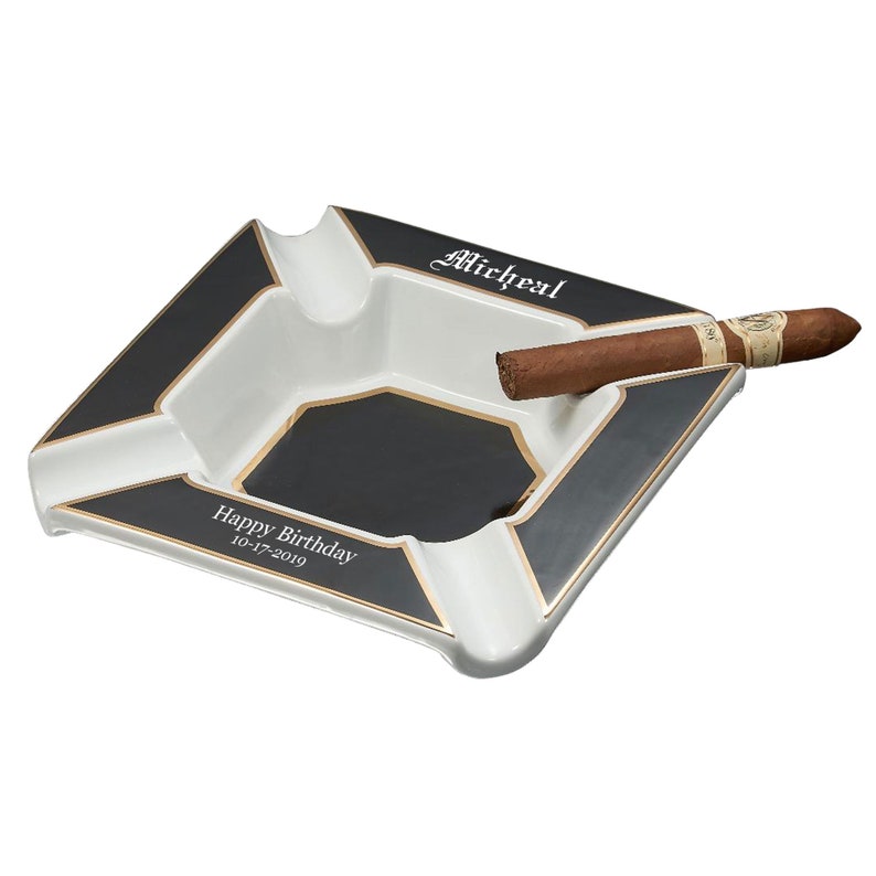 Engraved Cigar Ashtray Cigar Ashtray Custom Ceramic Cigar Etsy