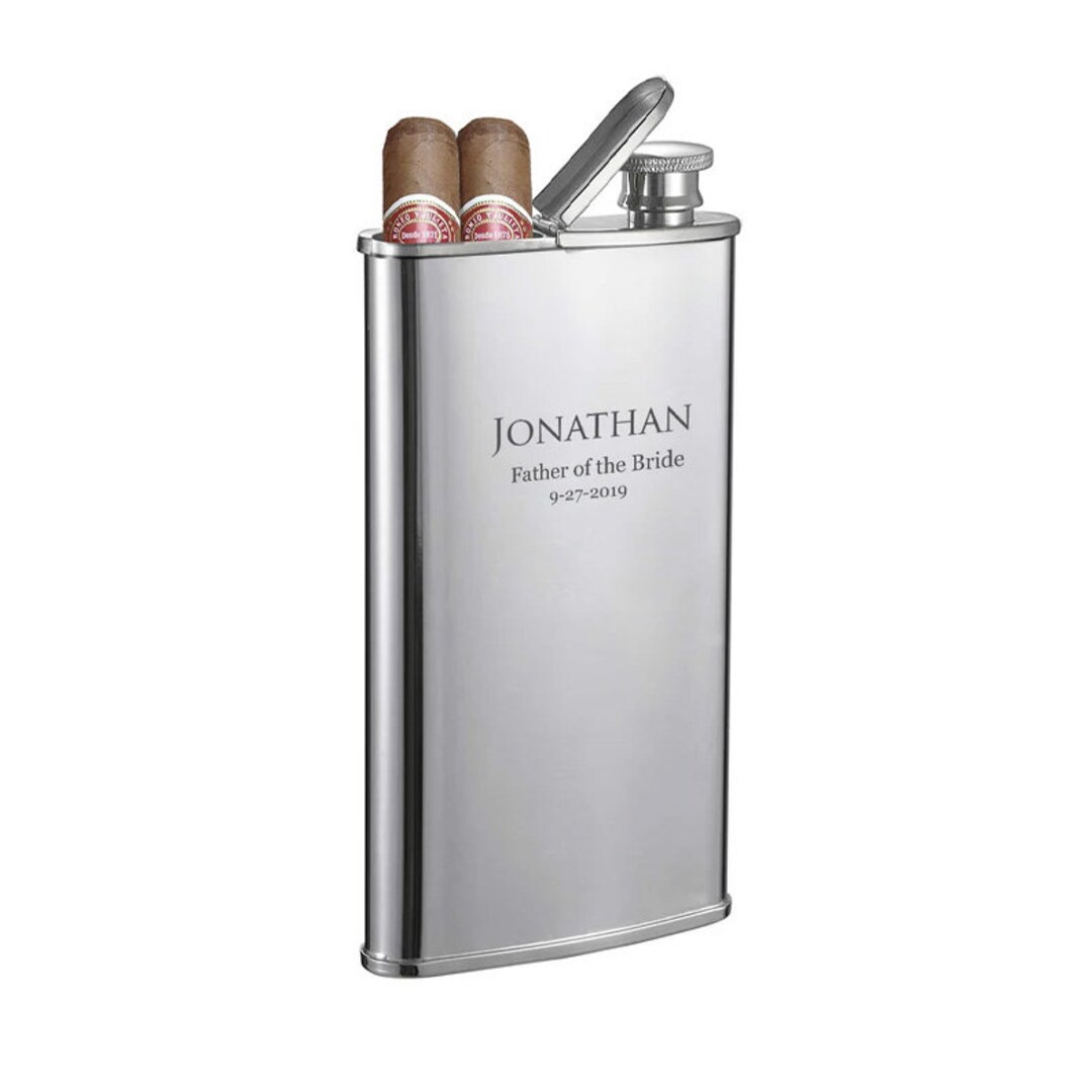 Cigar Flask Personalized, Cigar Flask Engraved, Groomsmen Flasks ...