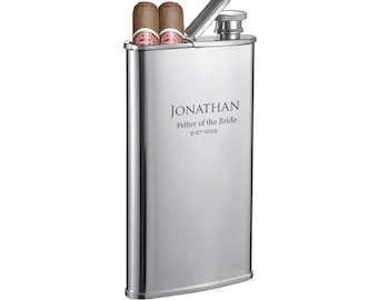 Engraved Cigar Flask: Holds 2 Cigars up to 46 Ring Gauge; Up to 4oz of Beverage, Golf gift, Golf Gifts For Men, Anniversary Gift