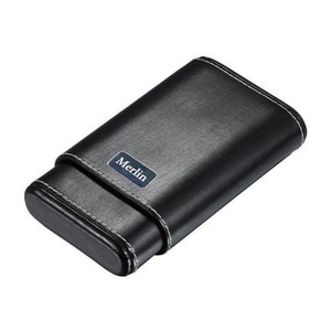 Cigar Case Engraved, Black Leather Cigar Case engraved, Groomsmen Gift, Birthday Gift, Fathers day Gift Anniversary Gift VCASE702
