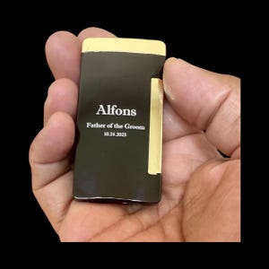 Custom Engraved Refillable Cigar Lighter: Black and Gold, Flat Torch Flame, Groomsmen Gift, Fathers day Gift, Anniversary gift