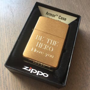 Genuine Zippo Lighter Personalized, Armor Brushed Brass Zippo Engraved, Original Zippo Guaranteed