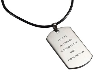 Engraved Stainless Steel Dog Tag Necklace, Graduation Gift